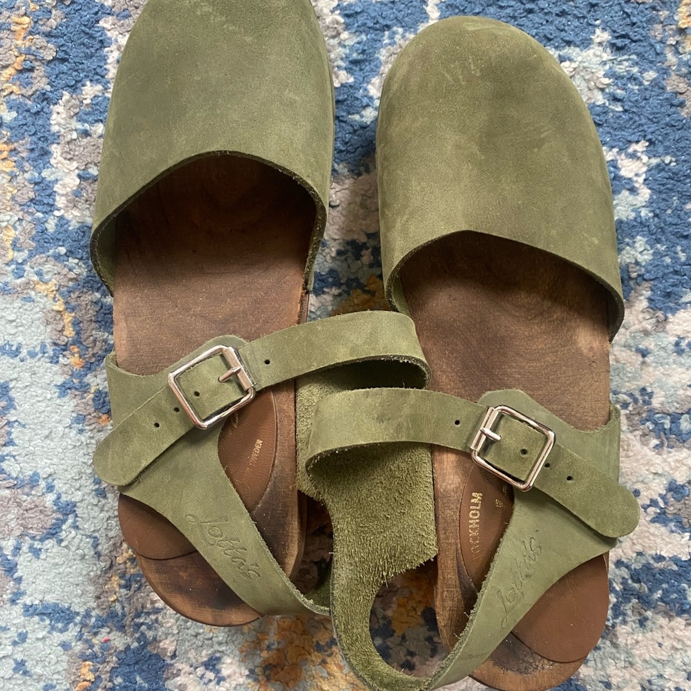 Green Suede Women's Sandals